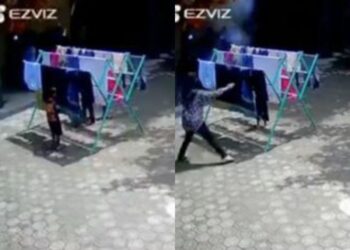 Budak main pemetik api, bakar pakaian di jemuran 
