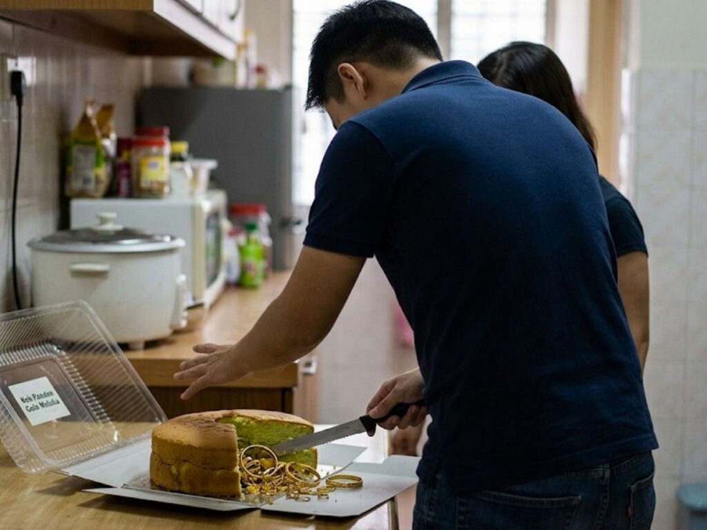Pembantu rumah sorok emas dalam kek