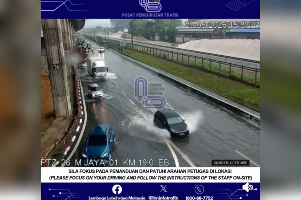 Hanya lorong kanan dibuka susulan banjir kilat di NPE