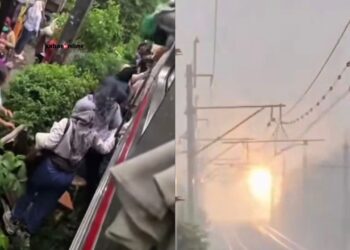 Beribu-ribu penumpang jalan kaki, landasan disambar petir