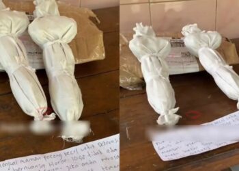 Wanita terkejut, terima bungkusan berisi pocong