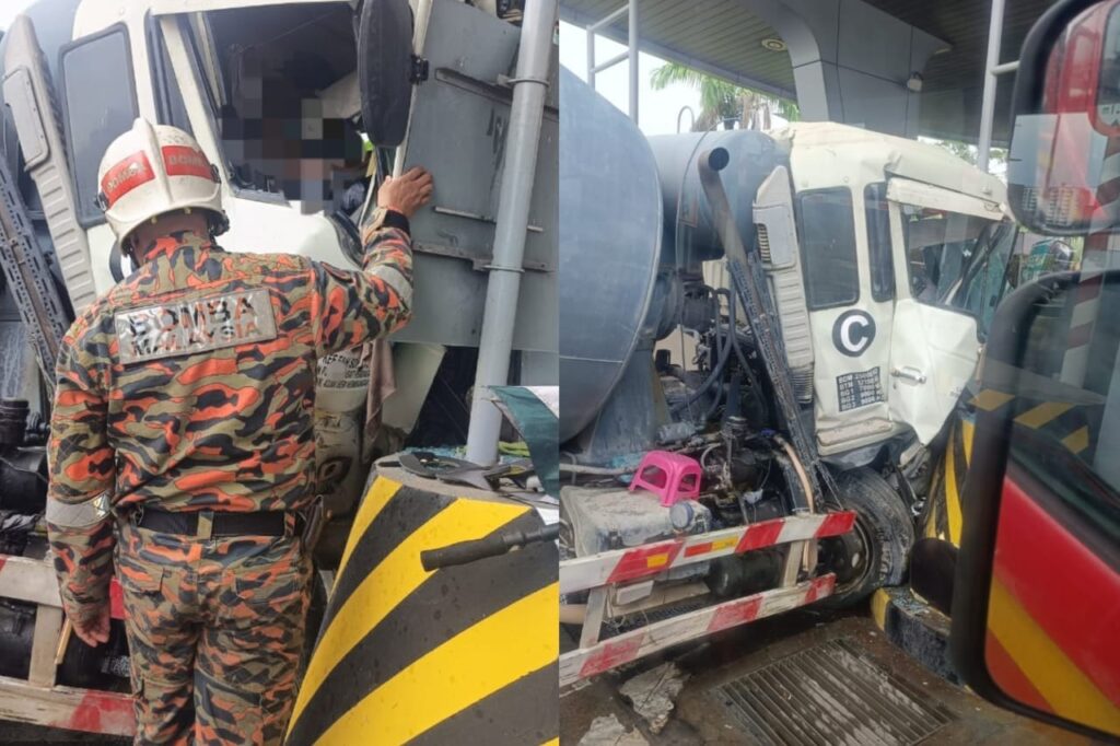 Pemandu lori tersepit langgar plaza tol