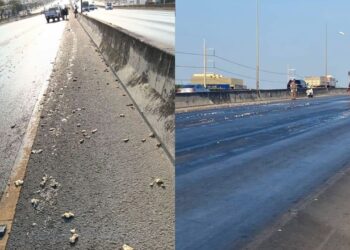 5 kenderaan kemalangan, jambatan penuh lemak babi 