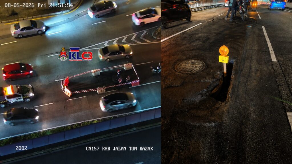 DBKL baiki jalan berlubang di Jalan Tun Razak