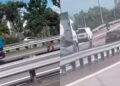 [VIDEO] Wanita bersila tengah lebuh raya