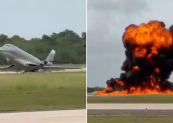 Jet peribadi meletup di landasan