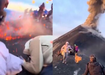 Pendaki bertempiaran lari elak hujan batu lahar