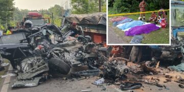 [KEMASKINI] Bayi 6 bulan antara enam maut SUV bertembung lori tanah