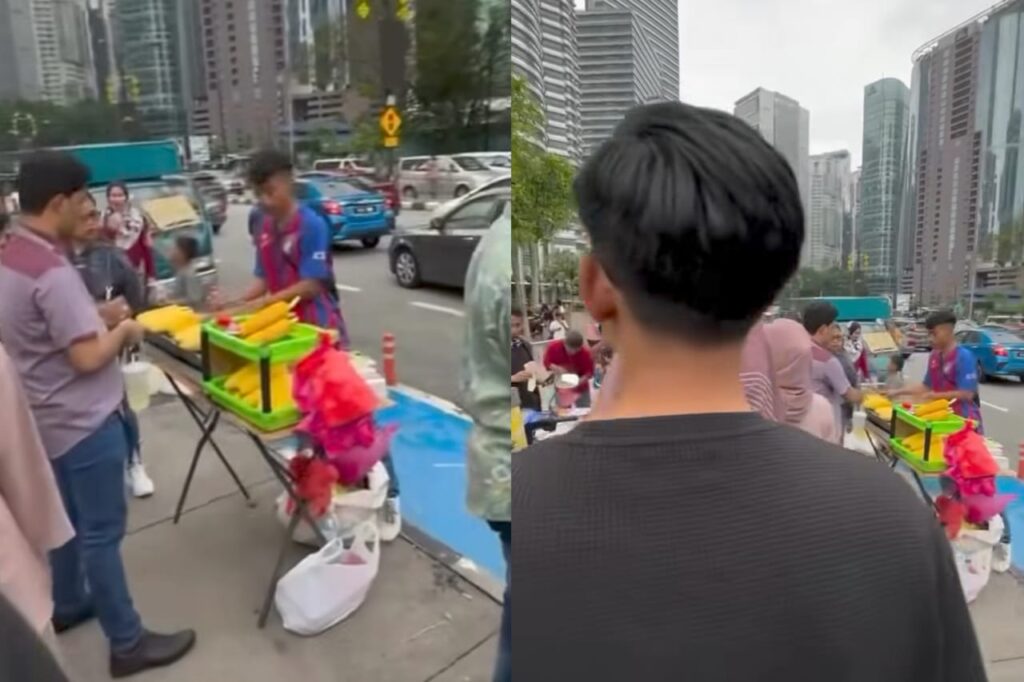 Warga asing selamba jual jagung keju depan KLCC