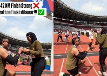 Wanita dilamar kekasih selepas berlari 42 kilometer