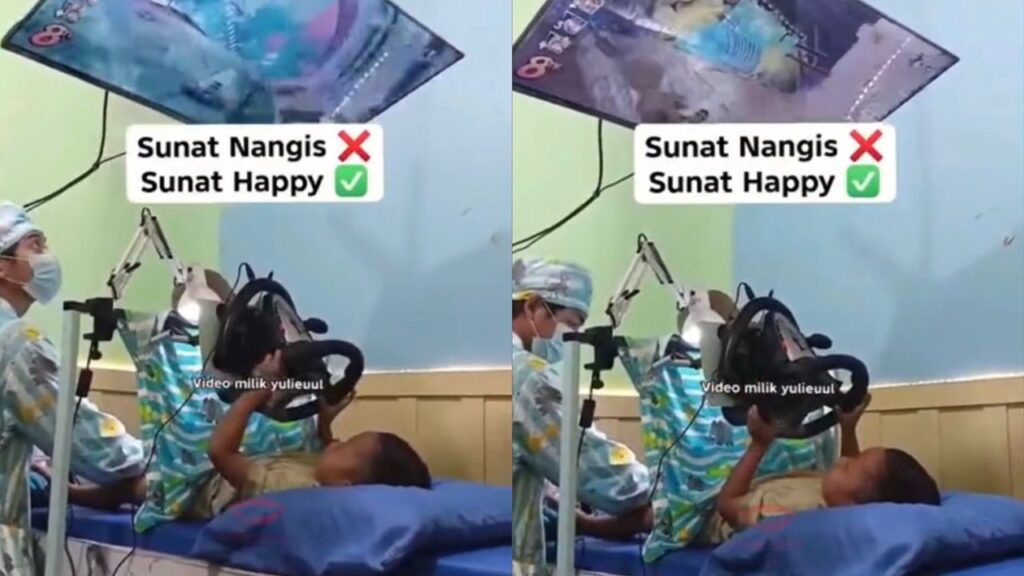 Kanak-kanak bersunat sambil main PS5