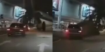Gelendong kabel bergolek rempuh kereta