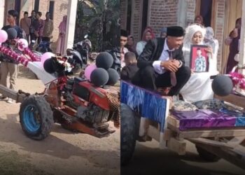 Pengantin pilih diarak naik ‘kubota’