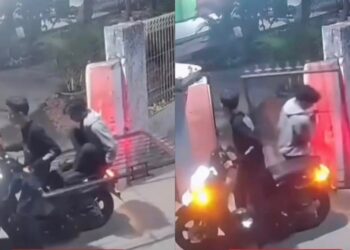 2 remaja curi pintu pagar sekolah 