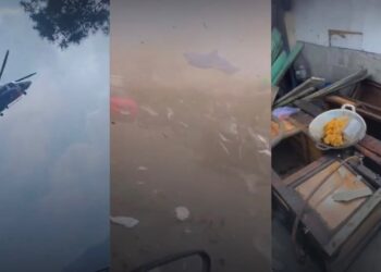 Helikopter polis terbang rendah, pasar hampir musnah